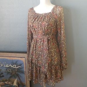Boho floral babydoll dress off shoulder small